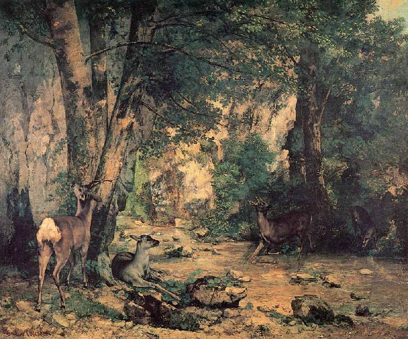 Gustave Courbet A Thicket of Deer at the Stream of Plaisir Fountaine oil painting image